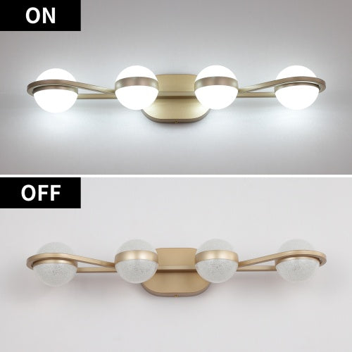 Modern Minimalist Gold Bathroom Vanity Light, 4 Bulb Acrylic Shade, Wall Mounted Decorative Lighting Fixtures For Bathroom Vanity Mirror