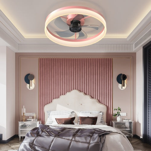 Ceiling Fan With Light Dimmable LED Recessed Mount Slim Modern Ceiling Fan