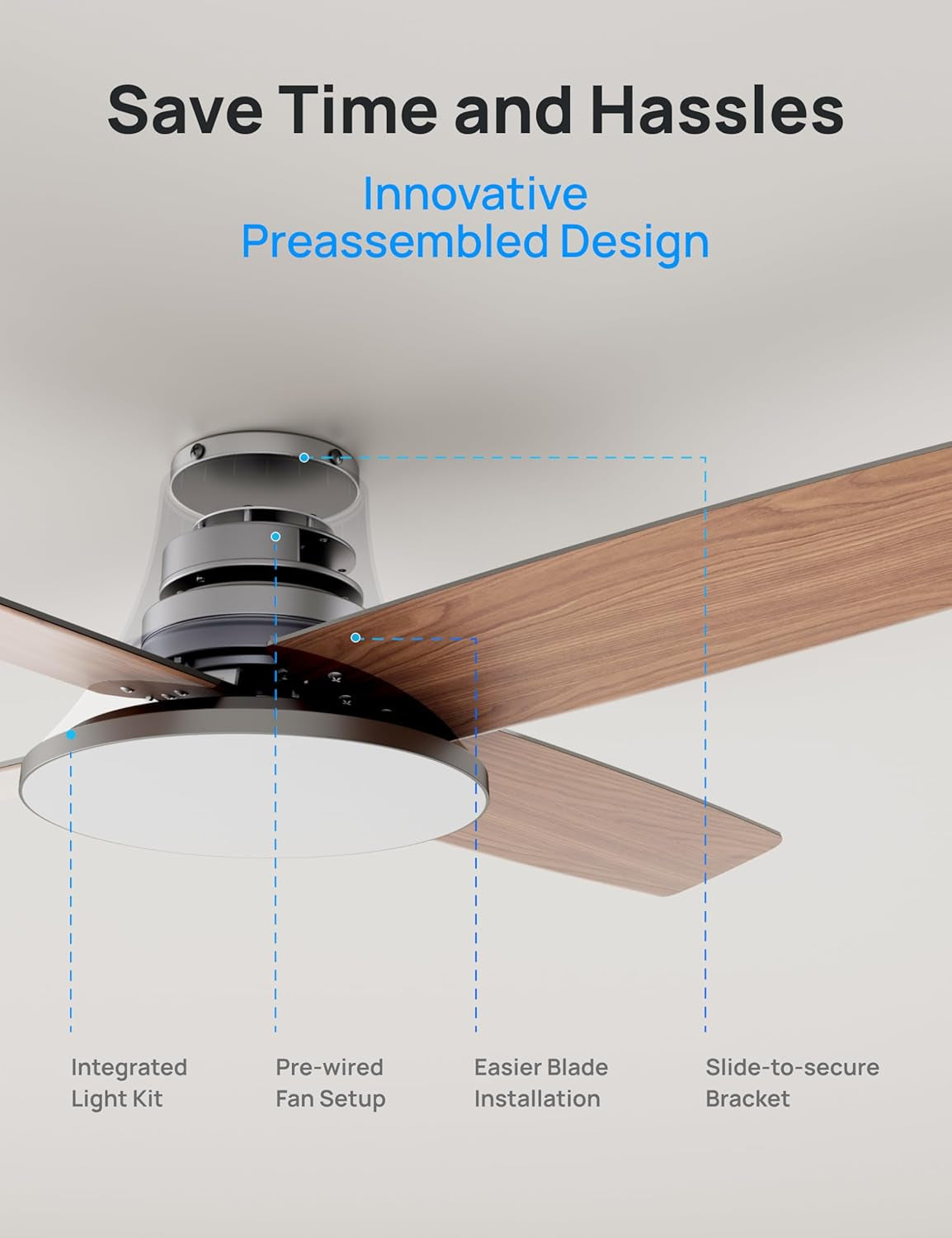 Ceiling Fans with Lights, 12 Speeds & 3 Fan Modes, Quiet DC Motor, Low