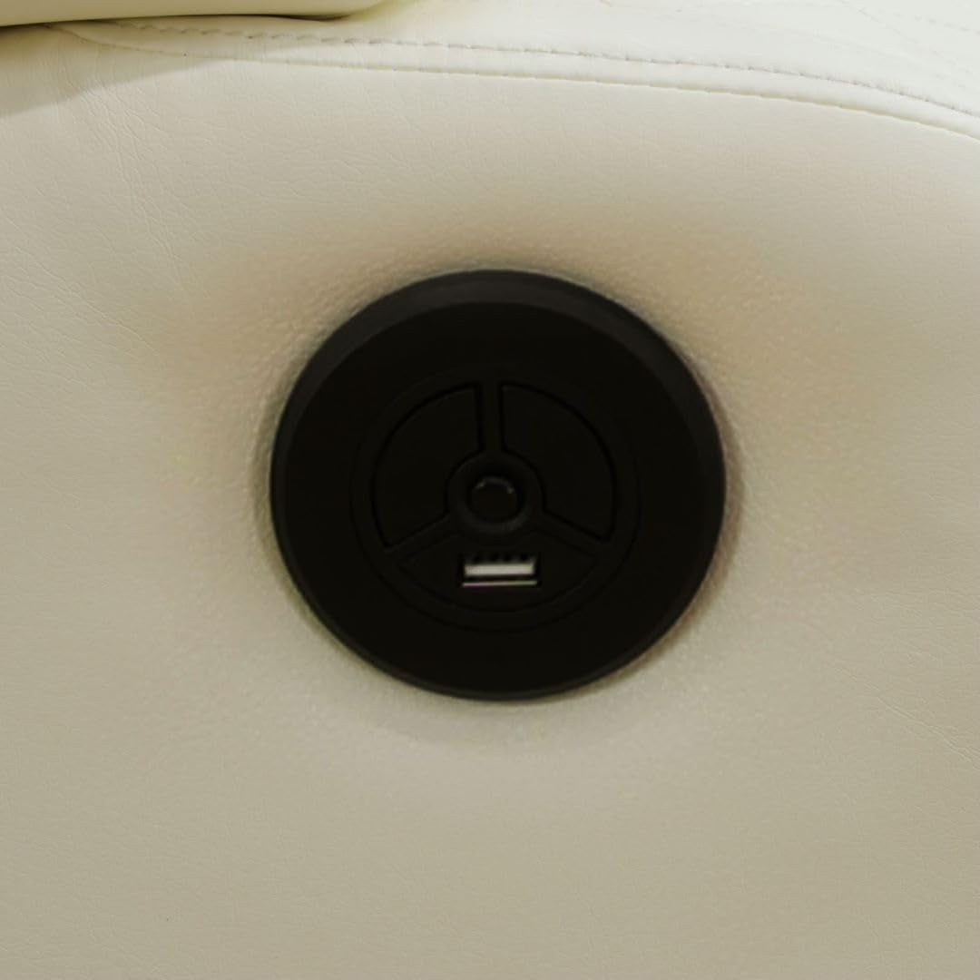White Power Recliner Sofa With LED Lighting USB Charging-4