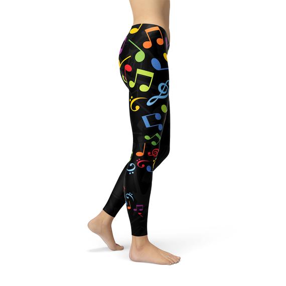 Women Colorful Music Notes Leggings