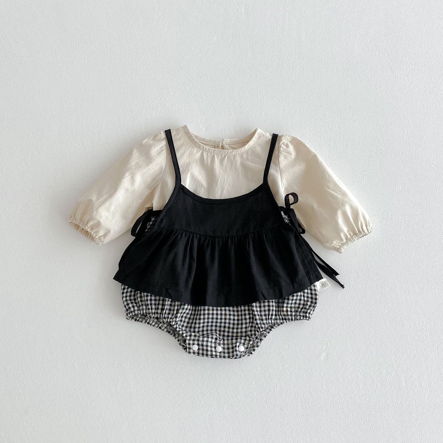 Autumn Arrival Baby Kids Girls Color Patchwork Long-sleeved bodysuit and Dress – Princess Sister Matching Set-4