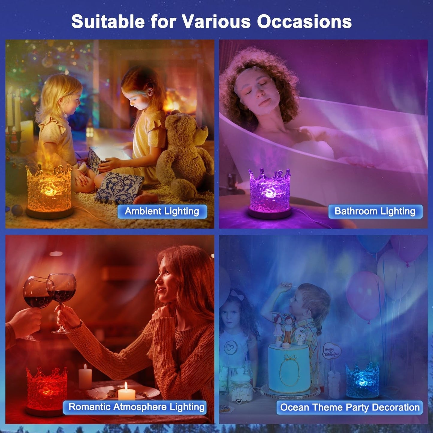 Northern Lights Ocean Wave Projector Crown Light-4