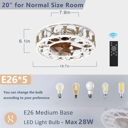 Cage Ceiling Fan With Light Remote Control, Semi-recessed Modern Ceiling Fan, 6 Speed Reversible Blades, 4 LED Bulbs Included Unavailable Platforms- Temu