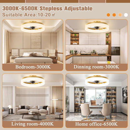 Low Profile Ceiling Fans with Lights and Remote,15.7In Modern Ceiling