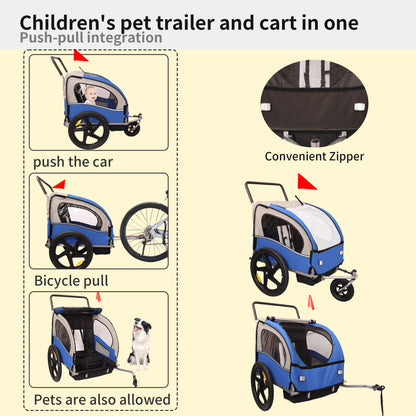 2-in-1 Double 2 Seat Bicycle Bike Trailer Jogger Stroller for Kids Children