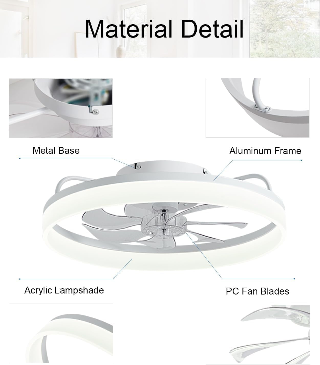 Ceiling Fans with Lights and Remote,20" Fandelier Ceiling Fan Flush