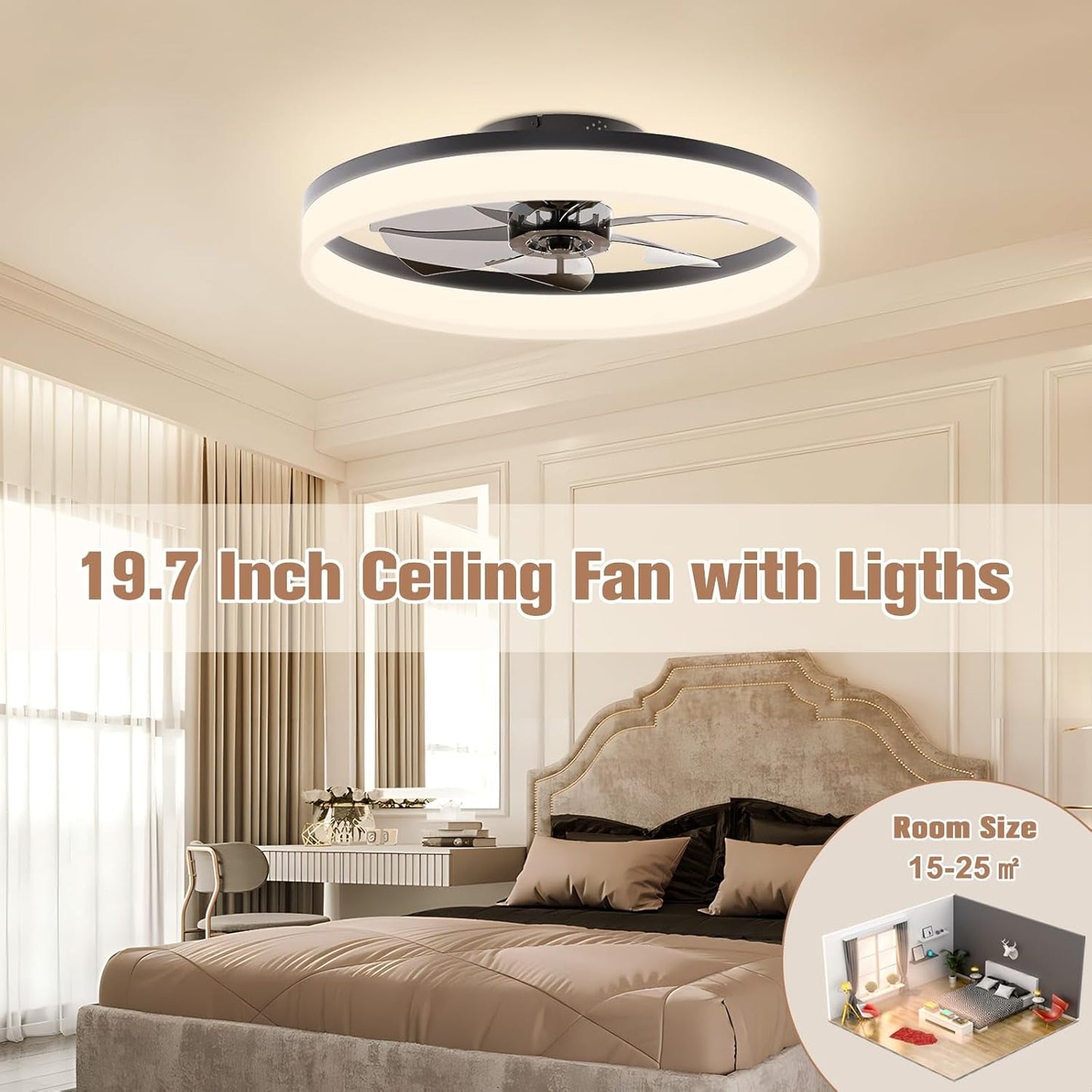 Low Profile Ceiling Fans with Lights and Remote, Fandelier Ceiling Fan