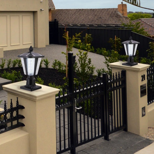 Solar Pillar Headlights With Dimmable LEDs - 2 Packs