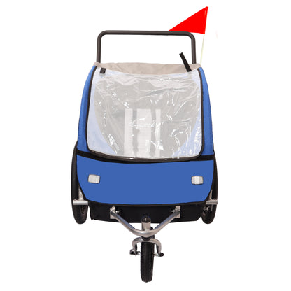 2-in-1 Double 2 Seat Bicycle Bike Trailer Jogger Stroller for Kids Children