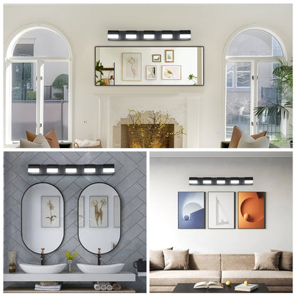 Modern Bathroom Vanity Lighting 5-Light LED Vanity Lights Over Mirror
