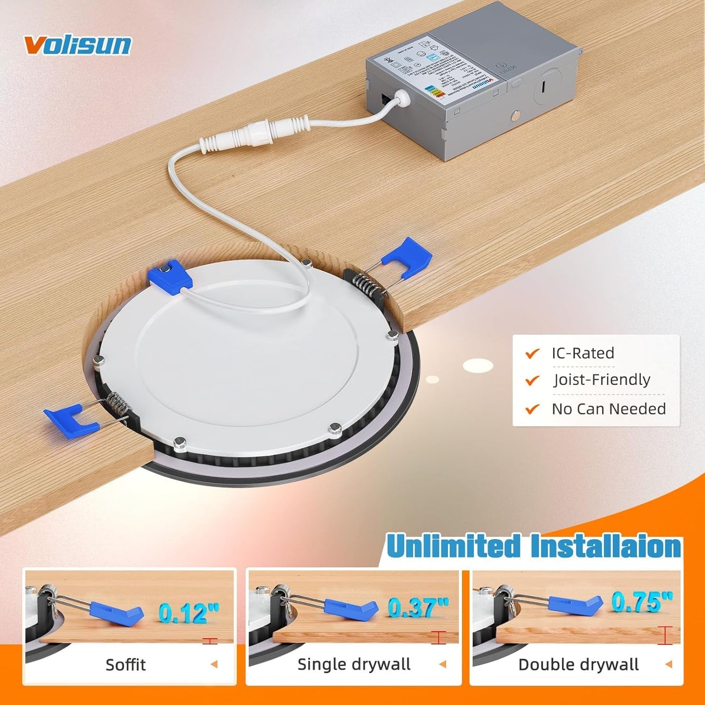 24 Pack 6 Inch Recessed Lighting, 5CCT LED Black Recessed Light,