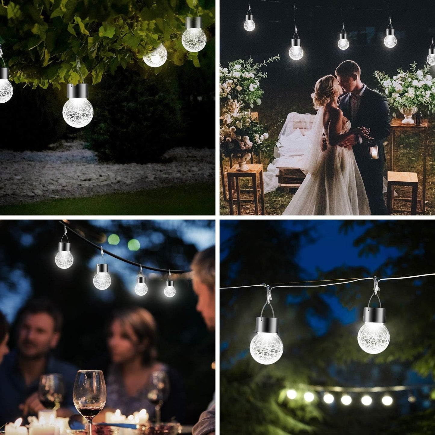 Solar Lights Outdoor Hanging Decorative Globe 24 Pack, Waterproof