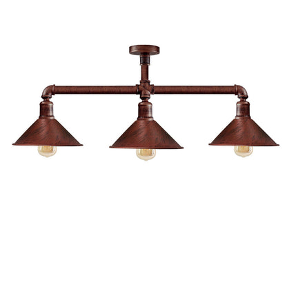 Vintage 3 Way Rustic Red Pipe Ceiling Light E27~3591-4