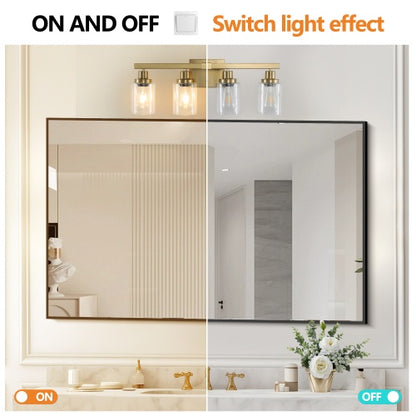 Gold 4 Lamp Vanity Light With Clear Glass Shade, Modern Iron Metal Bathroom Wall Fixture For Bathroom & Dresser - No Bulbs