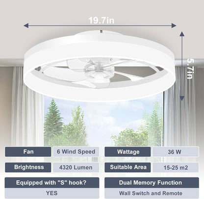 Low Profile Ceiling Fans with Lights and Remote, 19.7In Fandelier