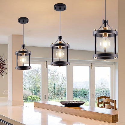 Black Farmhouse Pendant Lights With Adjustable Cords-0