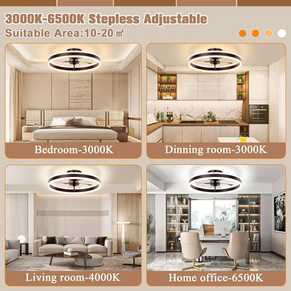 Low Profile Ceiling Fans with Lights and Remote, 19.7In Flush Mount