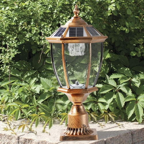 Vintage Gold Solar Pillar Headlight With Dimmable LED 1-Pack