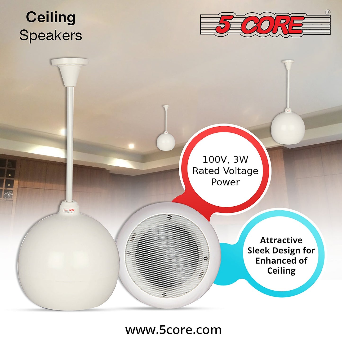 5Core Pendant Hanging Wall Speaker 15W Commercial Ceiling Mount