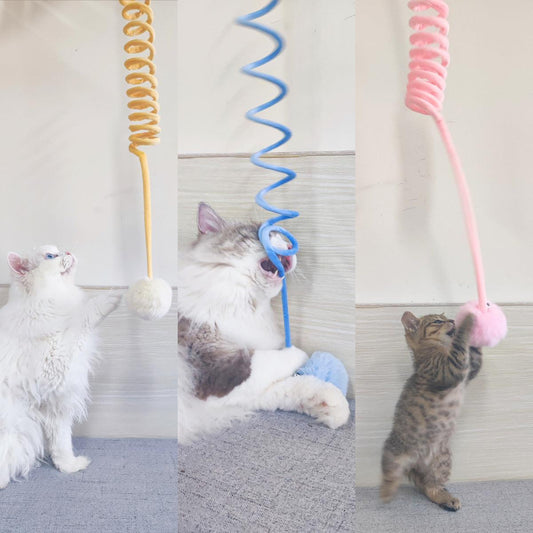 Interactive Plush Cat Toy With Self-Hi Sucker And Spring Rabbit Hair Ball-0
