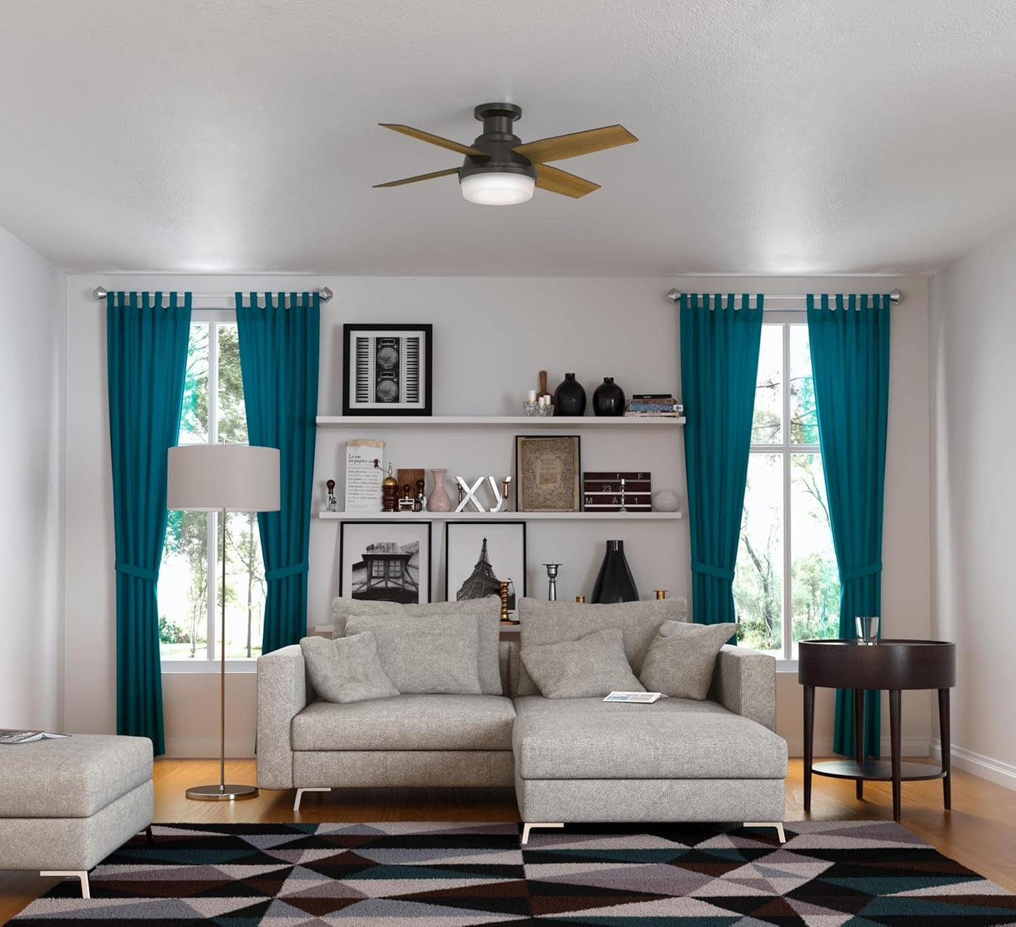 Fan Dempsey Low Profile Ceiling Fans with Lights and Remote, Flush