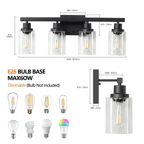 4 Lamps Farmhouse Dresser Lamps Rustic Bathroom Lamps Bathroom Wall Lamps - Bulbs Not Included