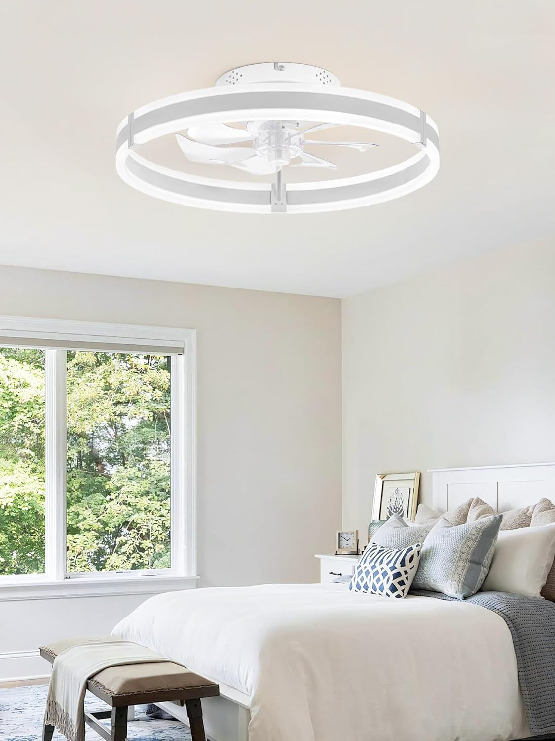 Ceiling Fans with Lights and Remote, 19.7'' Low Profile Ceiling Fans,
