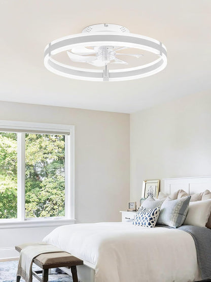 Ceiling Fans with Lights and Remote, 19.7'' Low Profile Ceiling Fans,