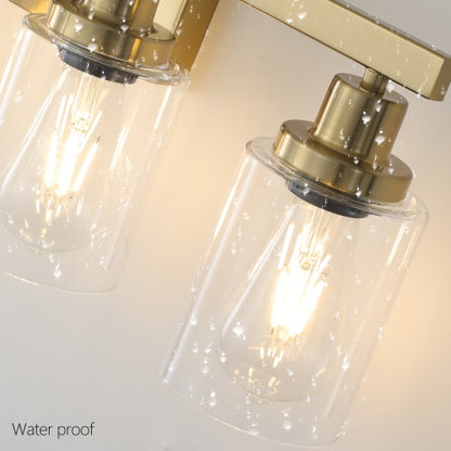 Gold 4 Lamp Vanity Light With Clear Glass Shade, Modern Iron Metal Bathroom Wall Fixture For Bathroom & Dresser - No Bulbs