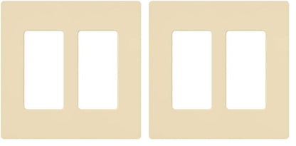 Lutron Claro 2 Gang Decorator/Rocker Wallplate, Gloss, Gray (1-Pack) | CW-2-GR