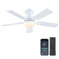 Ceiling Fans with Lights- 52" Low Profile Indoor Ceiling Fan with Light and Remote/APP Control, Flush Mount, LED Dimmable DC Reversible Modern Ceiling Fan for Bedroom（Black）