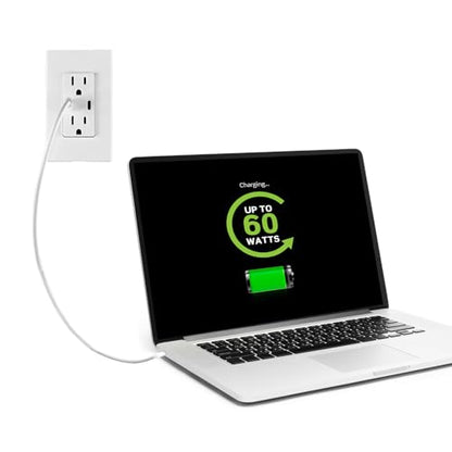 Leviton T5633-W Type A & Type-C USB In-Wall Charger with 15A Tamper-Resistant Outlet, USB Charger for Smartphones and Tablets, Not for Laptops, White