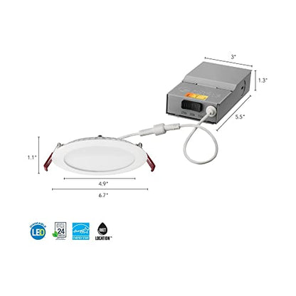 Lithonia Lighting WF4 LED 27K30K35K 90CRI MB M6 Recessed Wafer Downlight with Ultra Thin Round Trim, Color Temperature Selectable, 2700K | 3000K | 3500K, 4-Inch, Matte Black