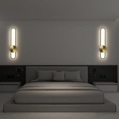 Modern Wall Sconce 4000K Dimmable LED Wall Light Fixture, Hardwired Wall Lamp for Living Room, Dining Room, Bedroom, Hallway, Lobby, Entryway (Brushed Black, H110cm/43.3inch)