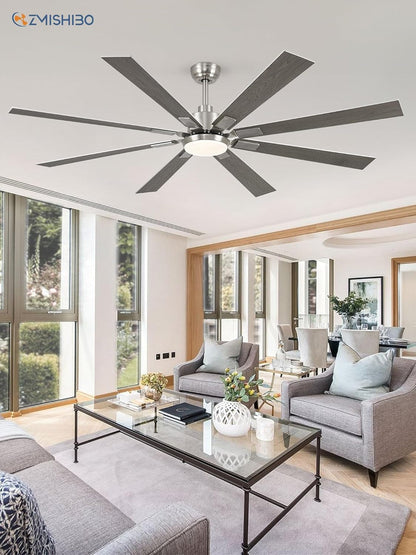 72 Inch Brushed Nickel Modern Ceiling Fans with Lights and Remote,