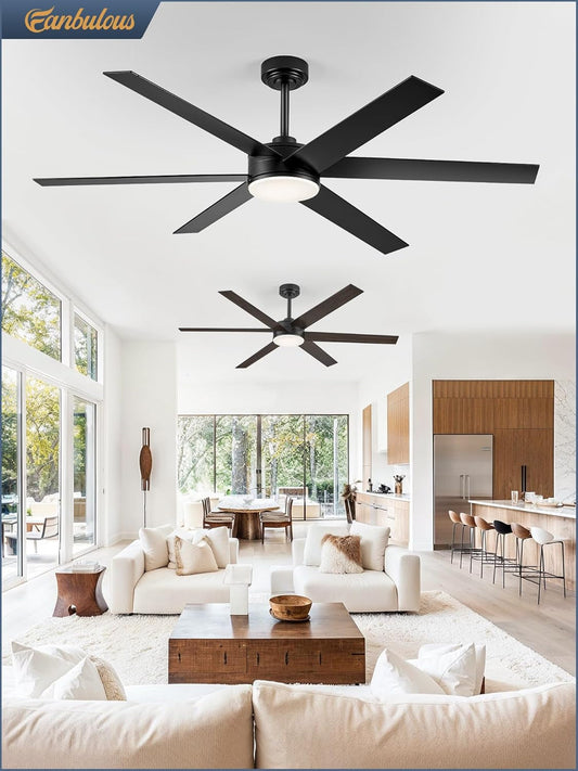 60 Inch Ceiling Fans with Lights and Remote, Reversible 6 Blades &