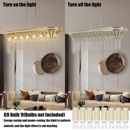 Modern Champagne Gold Kitchen Island Lamp - Oval Crystal Ceiling Chandelier