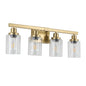 Gold 4 Lamp Vanity Light With Clear Glass Shade, Modern Iron Metal Bathroom Wall Fixture For Bathroom & Dresser - No Bulbs