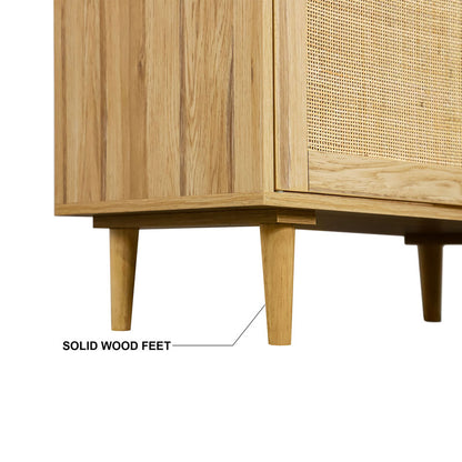 Rattan Storage Cabinet: Accent Cabinet with Doors Buffet Cabinet with Storage for Living Room Hallway Bedroom