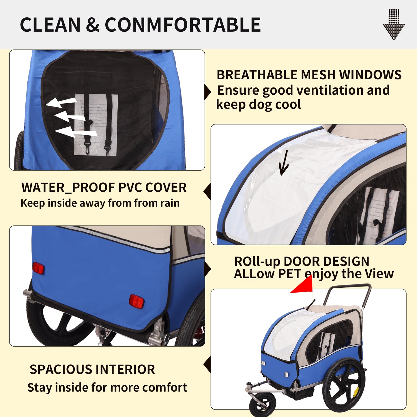 2-in-1 Double 2 Seat Bicycle Bike Trailer Jogger Stroller for Kids Children