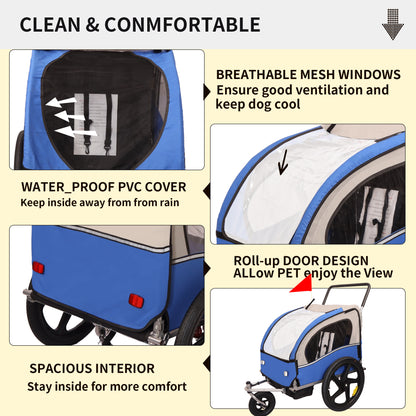 2-in-1 Double 2 Seat Bicycle Bike Trailer Jogger Stroller for Kids Children