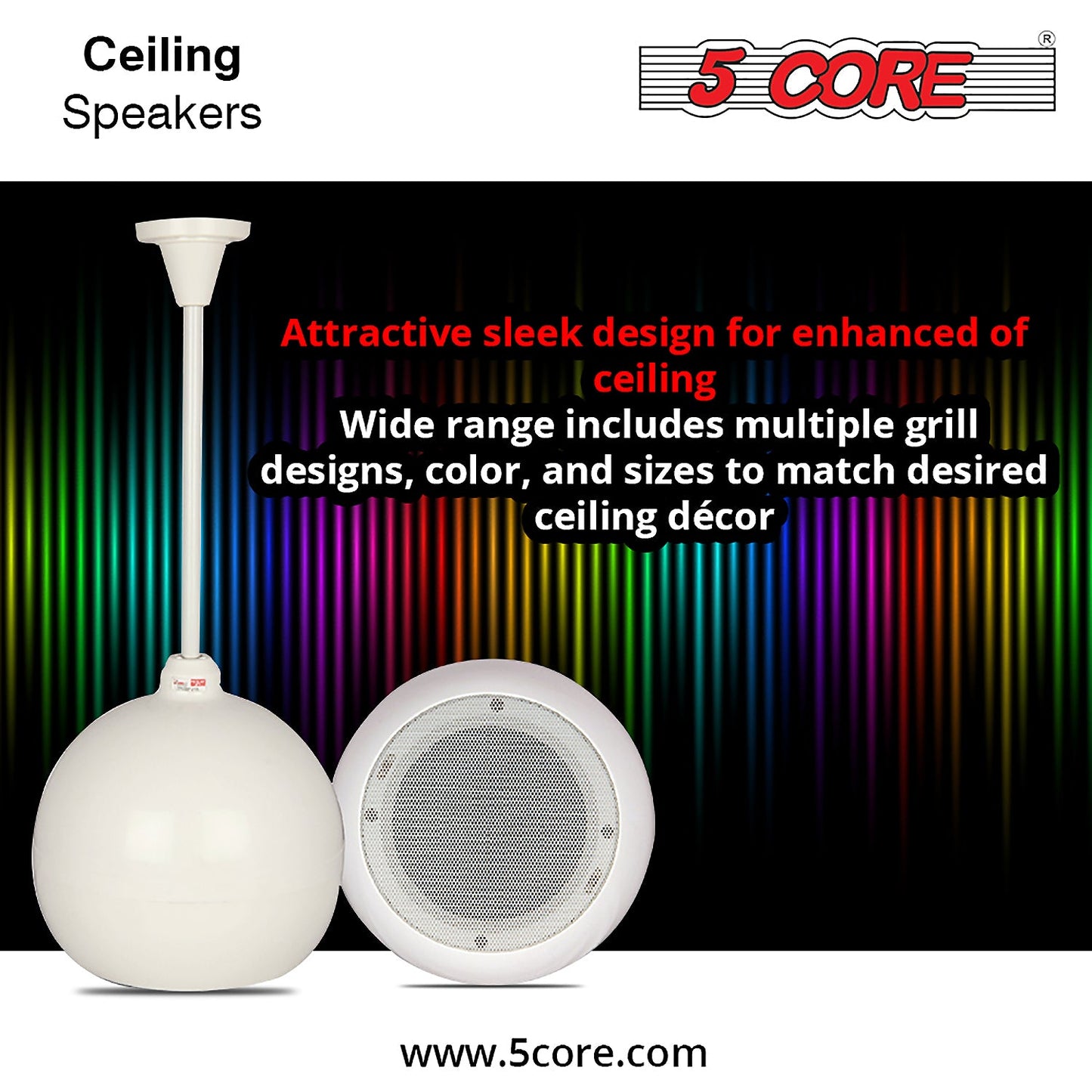 5Core Pendant Hanging Wall Speaker 15W Commercial Ceiling Mount
