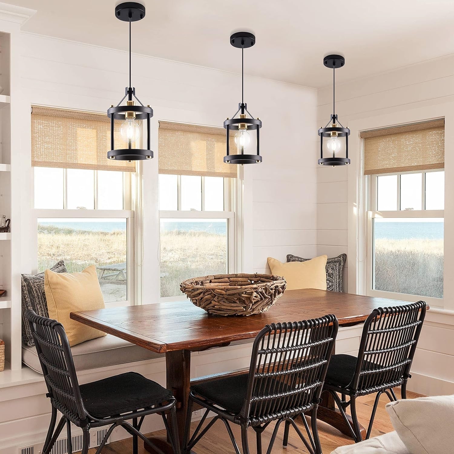 Black Farmhouse Pendant Lights With Adjustable Cords-2
