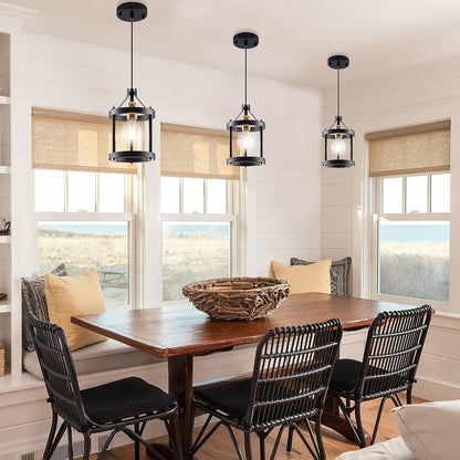 Black Farmhouse Pendant Lights With Adjustable Cords-2