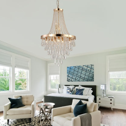 Golden Crystal Chandelier, Large Modern Luxury Chandelier For Living Room, Dining Room, Bedroom, Hallway - Bulb Not Included