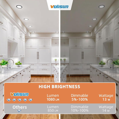 24 Pack 6 Inch Recessed Lighting, 5CCT LED Black Recessed Light,
