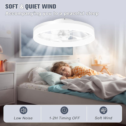 Low Profile Ceiling Fans with Lights and Remote, 19.7In Fandelier
