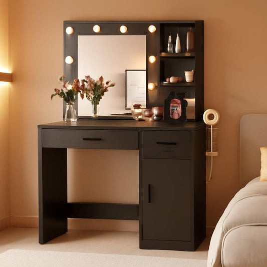 35.4 Inch Vanity Desk With Professional LED Lighting Mirror-0