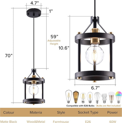 Black Farmhouse Pendant Lights With Adjustable Cords-1